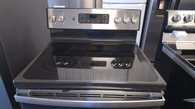 GE  30-in Smooth Surface 5 Elements 5.3-cu ft Self-Cleaning Air Fry Convection Oven Freestanding Electric Range (Fingerprint-resistant Stainless Steel)!