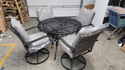 Better Homes & Gardens 5Pc Elmdale Chairs W/Black Better Homes & Gardens Rought Iron Table!

-Brand new and assembled