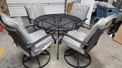 Better Homes & Gardens 5Pc Elmdale Chairs W/Black Better Homes & Gardens Rought Iron Table!

-Brand new and assembled