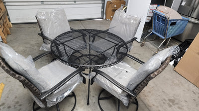 Better Homes & Gardens 5Pc Elmdale Chairs W/Black Better Homes & Gardens Rought Iron Table!

-Brand new and assembled