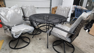 Better Homes & Gardens 5Pc Elmdale Chairs W/Black Better Homes & Gardens Rought Iron Table!

-Brand new and assembled