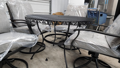 Better Homes & Gardens 5Pc Elmdale Chairs W/Black Better Homes & Gardens Rought Iron Table!

-Brand new and assembled