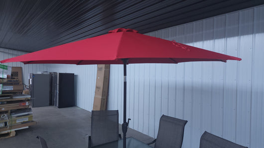 Mainstays Bristol Springs Outdoor Patio 5-Piece Dining Set W/Red 9' Market Umbrella!

-Brand new and assembled 