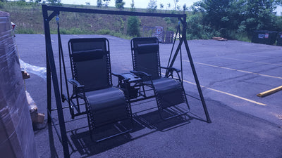 Mainstays Zero-Gravity Steel Porch Swing,Black!

-Brand new and assembled but is missing the canopy, photos shown