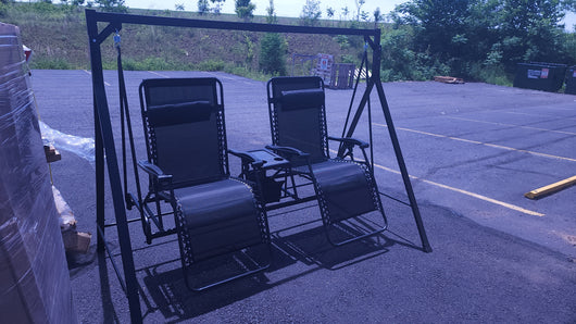 Mainstays Zero-Gravity Steel Porch Swing,Black!

-Brand new and assembled but is missing the canopy, photos shown