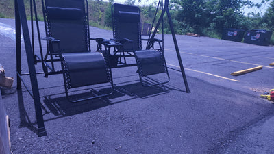 Mainstays Zero-Gravity Steel Porch Swing,Black!

-Brand new and assembled but is missing the canopy, photos shown
