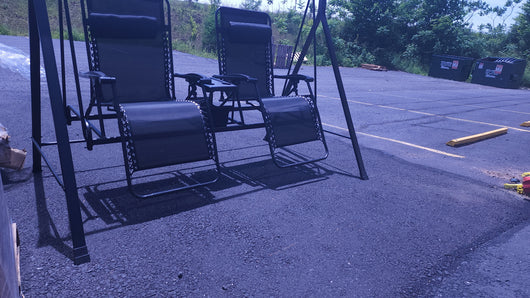 Mainstays Zero-Gravity Steel Porch Swing,Black!

-Brand new and assembled but is missing the canopy, photos shown