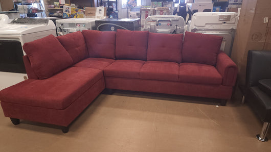 Star Home Living 103 in. W Round Arm 2-Piece Linen L Shaped Sectional Sofa in Red!

-New & Assembled out of the box (ONE bottom corner is frayed lightly, photos shown! - Is also missing the throw pillows!)