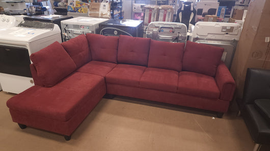 Star Home Living 103 in. W Round Arm 2-Piece Linen L Shaped Sectional Sofa in Red!

-New & Assembled out of the box (ONE bottom corner is frayed lightly, photos shown! - Is also missing the throw pillows!)
