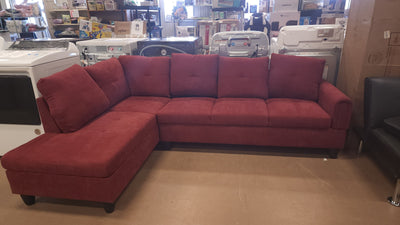 Star Home Living 103 in. W Round Arm 2-Piece Linen L Shaped Sectional Sofa in Red!

-New & Assembled out of the box (ONE bottom corner is frayed lightly, photos shown! - Is also missing the throw pillows!)