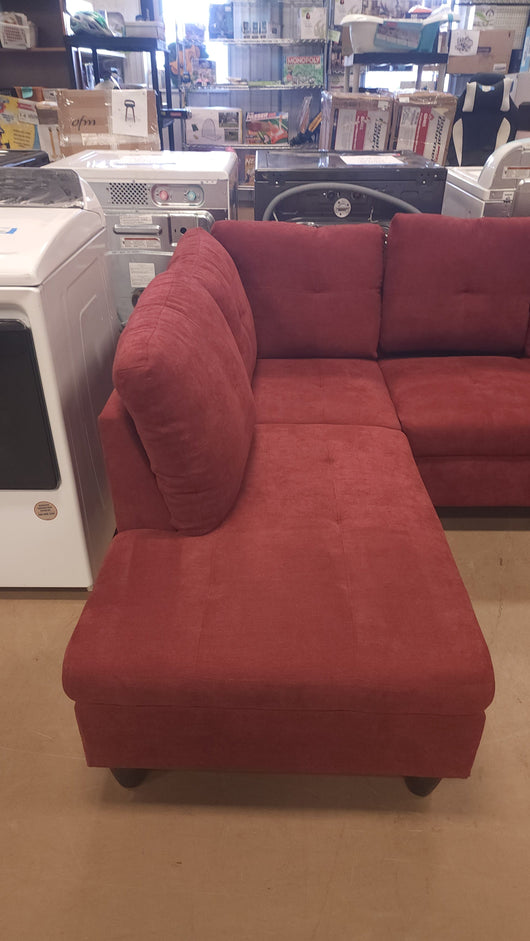 Star Home Living 103 in. W Round Arm 2-Piece Linen L Shaped Sectional Sofa in Red!

-New & Assembled out of the box (ONE bottom corner is frayed lightly, photos shown! - Is also missing the throw pillows!)