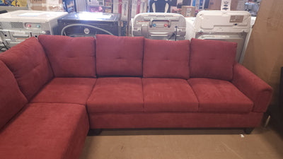 Star Home Living 103 in. W Round Arm 2-Piece Linen L Shaped Sectional Sofa in Red!

-New & Assembled out of the box (ONE bottom corner is frayed lightly, photos shown! - Is also missing the throw pillows!)