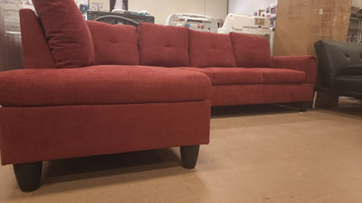 Star Home Living 103 in. W Round Arm 2-Piece Linen L Shaped Sectional Sofa in Red!

-New & Assembled out of the box (ONE bottom corner is frayed lightly, photos shown! - Is also missing the throw pillows!)