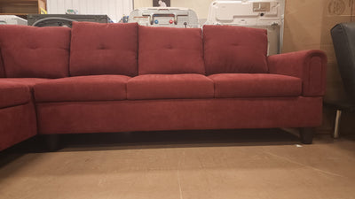 Star Home Living 103 in. W Round Arm 2-Piece Linen L Shaped Sectional Sofa in Red!

-New & Assembled out of the box (ONE bottom corner is frayed lightly, photos shown! - Is also missing the throw pillows!)