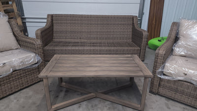 Better Homes and Gardens Hawthorne Park 4-Piece Sofa Conversation Set!

-Brand new, assembled out of the box (SOFA IS MISSING CUSHIONS)

-CLEARANCE ITEM!!! (AUTOMATICALLY 20% OFF AT CHECKOUT!!! - PRICE AFTER 20% = $399)