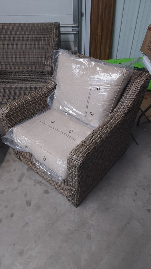 Better Homes and Gardens Hawthorne Park 4-Piece Sofa Conversation Set!

-Brand new, assembled out of the box (SOFA IS MISSING CUSHIONS)

-CLEARANCE ITEM!!! (AUTOMATICALLY 20% OFF AT CHECKOUT!!! - PRICE AFTER 20% = $399)