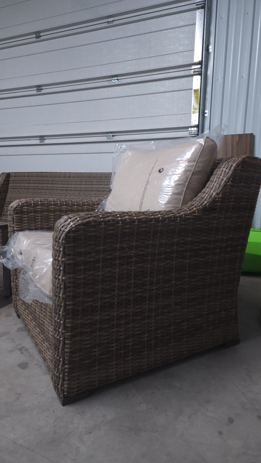 Better Homes and Gardens Hawthorne Park 4-Piece Sofa Conversation Set!

-Brand new, assembled out of the box (SOFA IS MISSING CUSHIONS)

-CLEARANCE ITEM!!! (AUTOMATICALLY 20% OFF AT CHECKOUT!!! - PRICE AFTER 20% = $399)