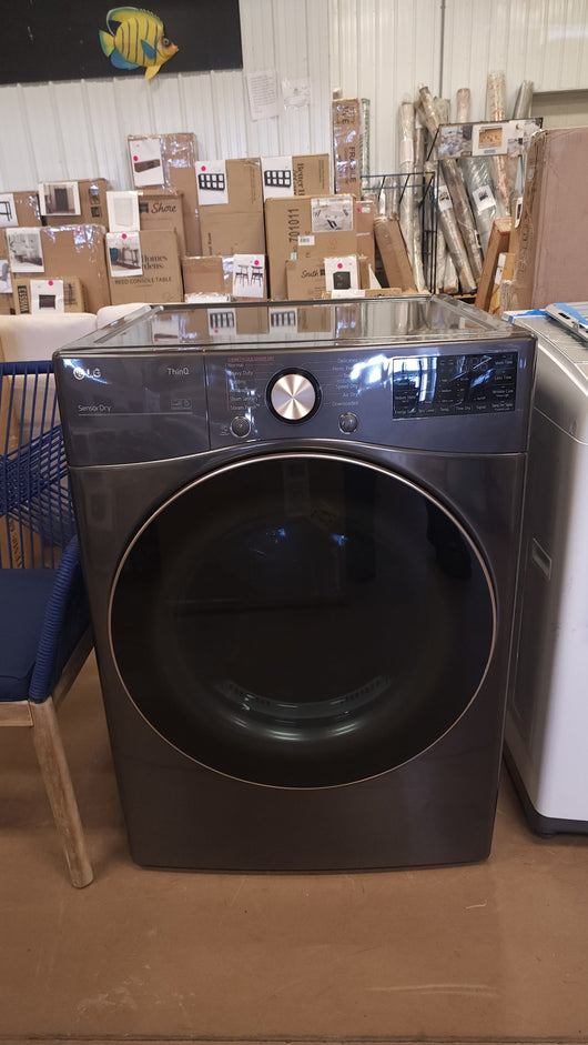 LG  TrueSteam Smart Wi-Fi Enabled 7.4-cu ft Reversible Side Swing Door Stackable Steam Cycle Gas Dryer (Black) ENERGY STAR!  - (USED - TESTED & WORKS GREAT!) - GAS DRYER!