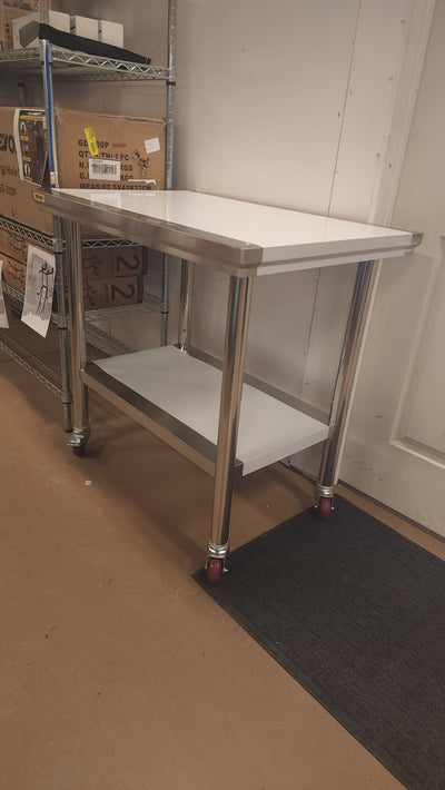 VEVOR Stainless Steel Work Table 36x24 Inch Food Prep Station!

-Brand new and assembled but does have one small indent on the bottom shelf, photos shown
