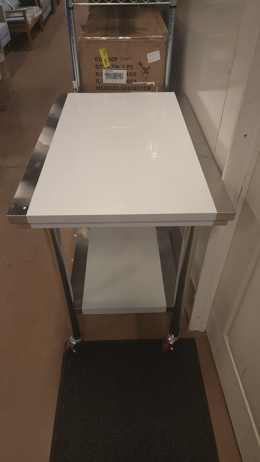VEVOR Stainless Steel Work Table 36x24 Inch Food Prep Station!

-Brand new and assembled but does have one small indent on the bottom shelf, photos shown