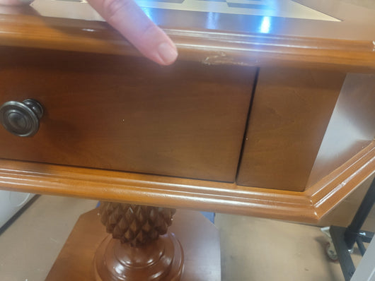 Acme Bishop Chess/Game Table, Cherry finish- NEW AND ASSEMBLED! (Dents/ Scratches from shipping- photos shown)