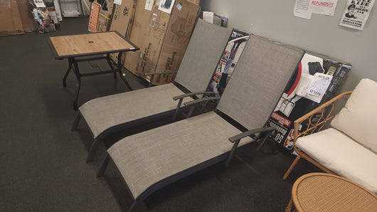 Heavy Duty Adjustable Outdoor Chaise Lounge Set of 2! (USED)

-Used but work perfectly, do have some scratch's/indents, photos shown