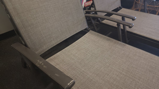 Heavy Duty Adjustable Outdoor Chaise Lounge Set of 2! (USED)

-Used but work perfectly, do have some scratch's/indents, photos shown