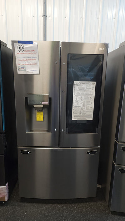 LG 27.5 cu. ft. Wi-Fi Enabled InstaView Refrigerator with Door-In-Door!

-Brand new, handles and shelves wrapped in factory plastic