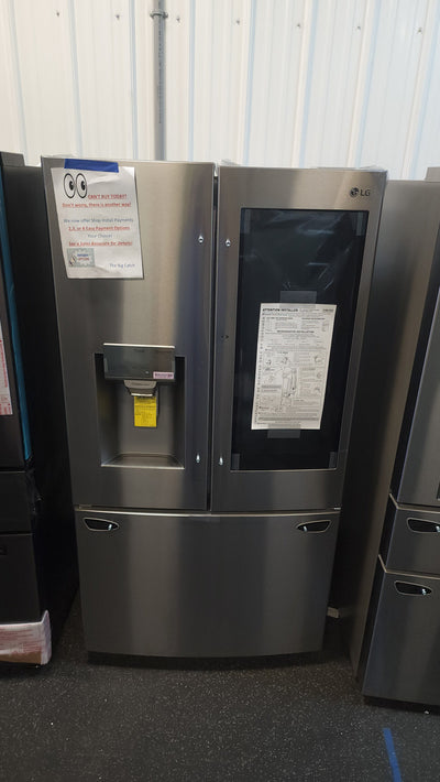 LG 27.5 cu. ft. Wi-Fi Enabled InstaView Refrigerator with Door-In-Door!

-Brand new, handles and shelves wrapped in factory plastic