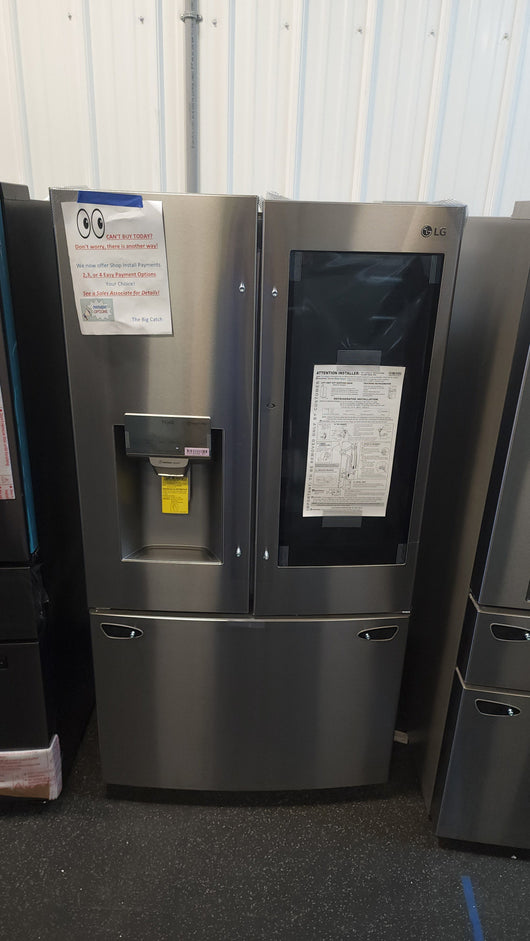 LG 27.5 cu. ft. Wi-Fi Enabled InstaView Refrigerator with Door-In-Door!

-Brand new, handles and shelves wrapped in factory plastic
