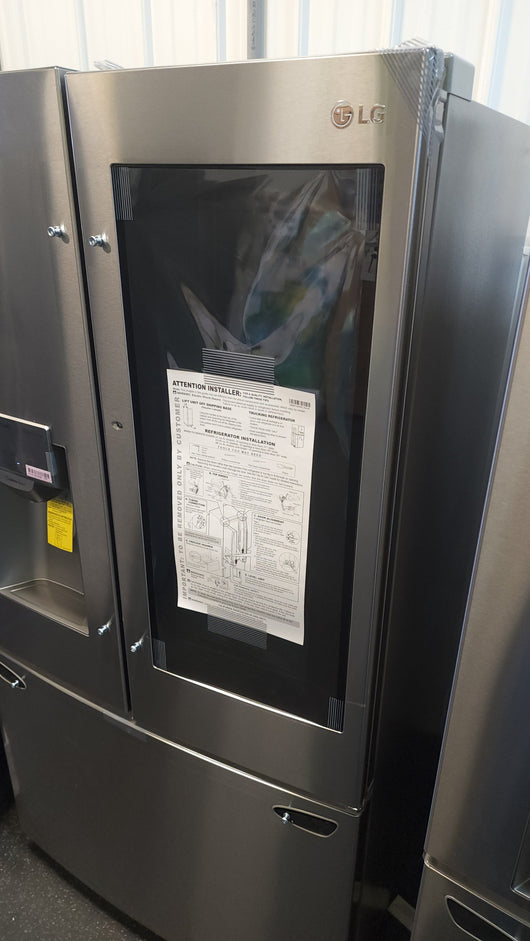 LG 27.5 cu. ft. Wi-Fi Enabled InstaView Refrigerator with Door-In-Door!

-Brand new, handles and shelves wrapped in factory plastic