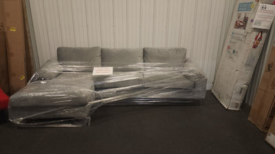 Grey Fabric Sectional Sofa! 

-Brand new assembled out of the box, but does have  a few dirt spots that happened during assembly, photos shown - Couch is new & clean