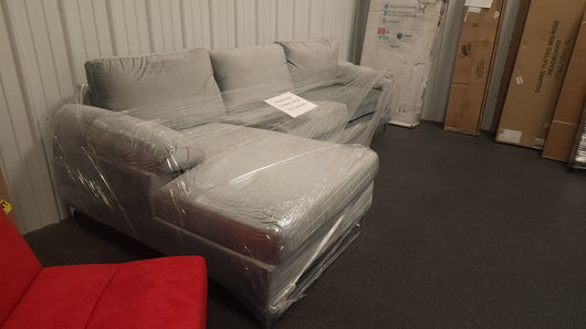 Grey Fabric Sectional Sofa! 

-Brand new assembled out of the box, but does have  a few dirt spots that happened during assembly, photos shown - Couch is new & clean