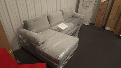 Grey Fabric Sectional Sofa! 

-Brand new assembled out of the box, but does have  a few dirt spots that happened during assembly, photos shown - Couch is new & clean