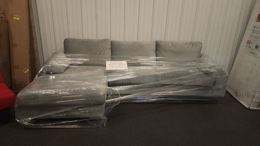 Grey Fabric Sectional Sofa! 

-Brand new assembled out of the box, but does have  a few dirt spots that happened during assembly, photos shown - Couch is new & clean