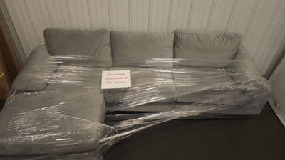 Grey Fabric Sectional Sofa! 

-Brand new assembled out of the box, but does have  a few dirt spots that happened during assembly, photos shown - Couch is new & clean