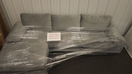 Grey Fabric Sectional Sofa! 

-Brand new assembled out of the box, but does have  a few dirt spots that happened during assembly, photos shown - Couch is new & clean