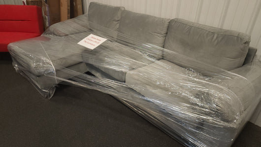Grey Fabric Sectional Sofa! 

-Brand new assembled out of the box, but does have  a few dirt spots that happened during assembly, photos shown - Couch is new & clean
