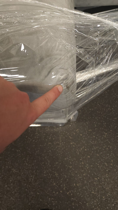 Grey Fabric Sectional Sofa! 

-Brand new assembled out of the box, but does have  a few dirt spots that happened during assembly, photos shown - Couch is new & clean