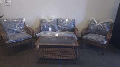 Mainstays Tuscany Ridge 4 Piece Conversation Set, Blue**New and assembled**