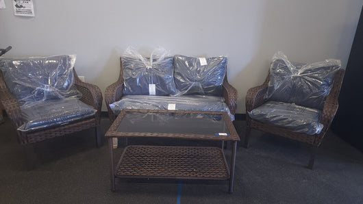 Mainstays Tuscany Ridge 4 Piece Conversation Set, Blue**New and assembled**