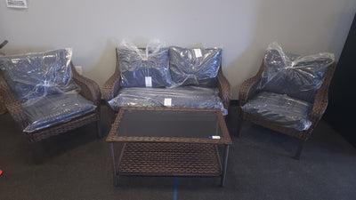 Mainstays Tuscany Ridge 4 Piece Conversation Set, Blue**New and assembled**