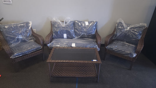 Mainstays Tuscany Ridge 4 Piece Conversation Set, Blue**New and assembled**