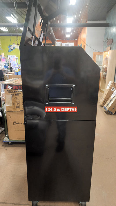 Husky 41 in. W x 24.5 in D Standard Duty 16-Drawer Combination Rolling Tool Chest and Top Tool Cabinet Set in Gloss Black!

-Brand new out of the box, does have one very small indent on the back left corner, photos shown