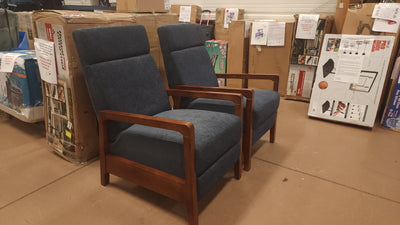 Set of Two, Wood Frame Push Back Recliners! (NEW)

-Brand new and assembled right out of the box