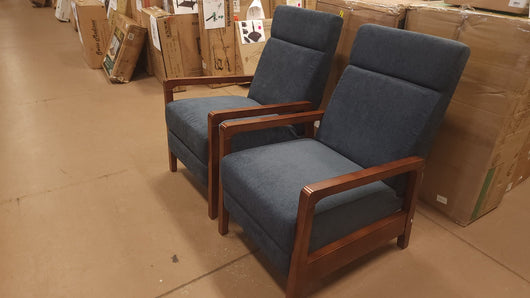 Set of Two, Wood Frame Push Back Recliners! (NEW)

-Brand new and assembled right out of the box