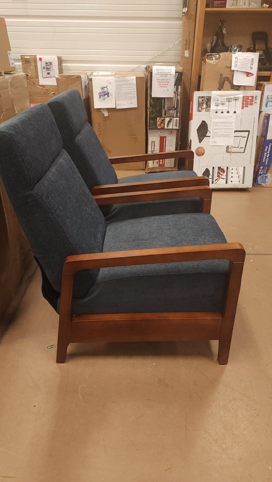 Set of Two, Wood Frame Push Back Recliners! (NEW)

-Brand new and assembled right out of the box