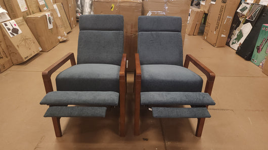 Set of Two, Wood Frame Push Back Recliners! (NEW)

-Brand new and assembled right out of the box