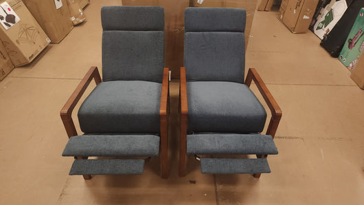 Set of Two, Wood Frame Push Back Recliners! (NEW)

-Brand new and assembled right out of the box
