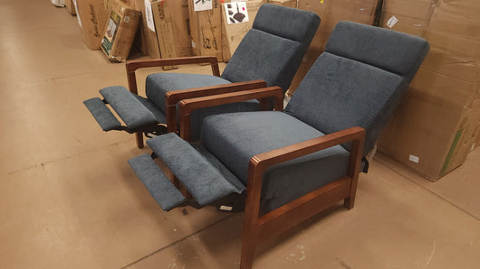 Set of Two, Wood Frame Push Back Recliners! (NEW)

-Brand new and assembled right out of the box